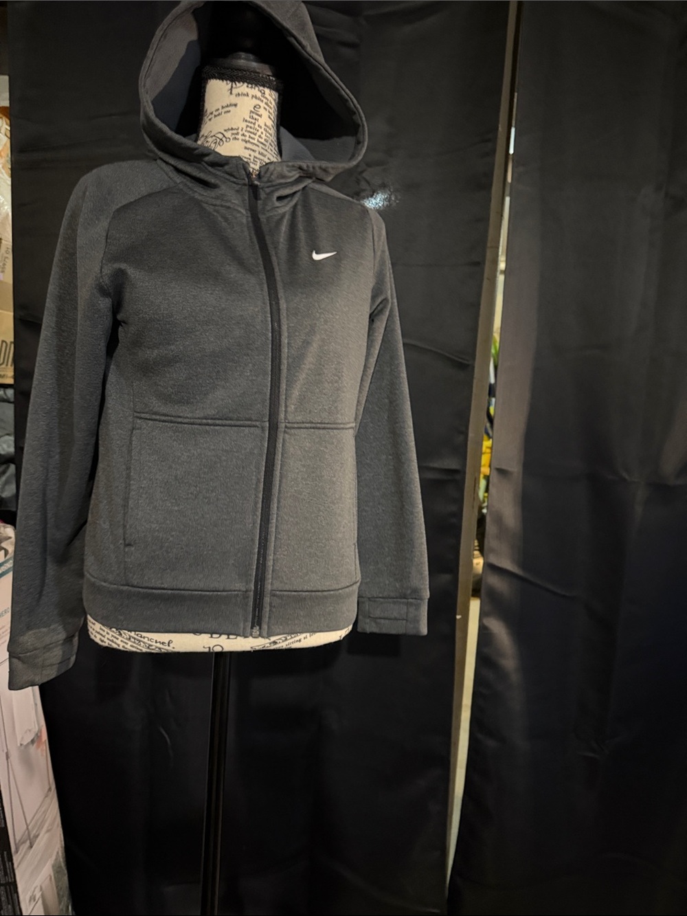 Nike Women's Dark Gray Hooded Full-Zip Bomber Jacket